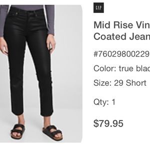 NWT Gap black coated mid rise jean